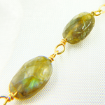 Load image into Gallery viewer, Labradorite Oval Shape Gold Plated Wire Chain