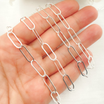 Load image into Gallery viewer, 925 Sterling Silver Paperclip Flat Link Chain.