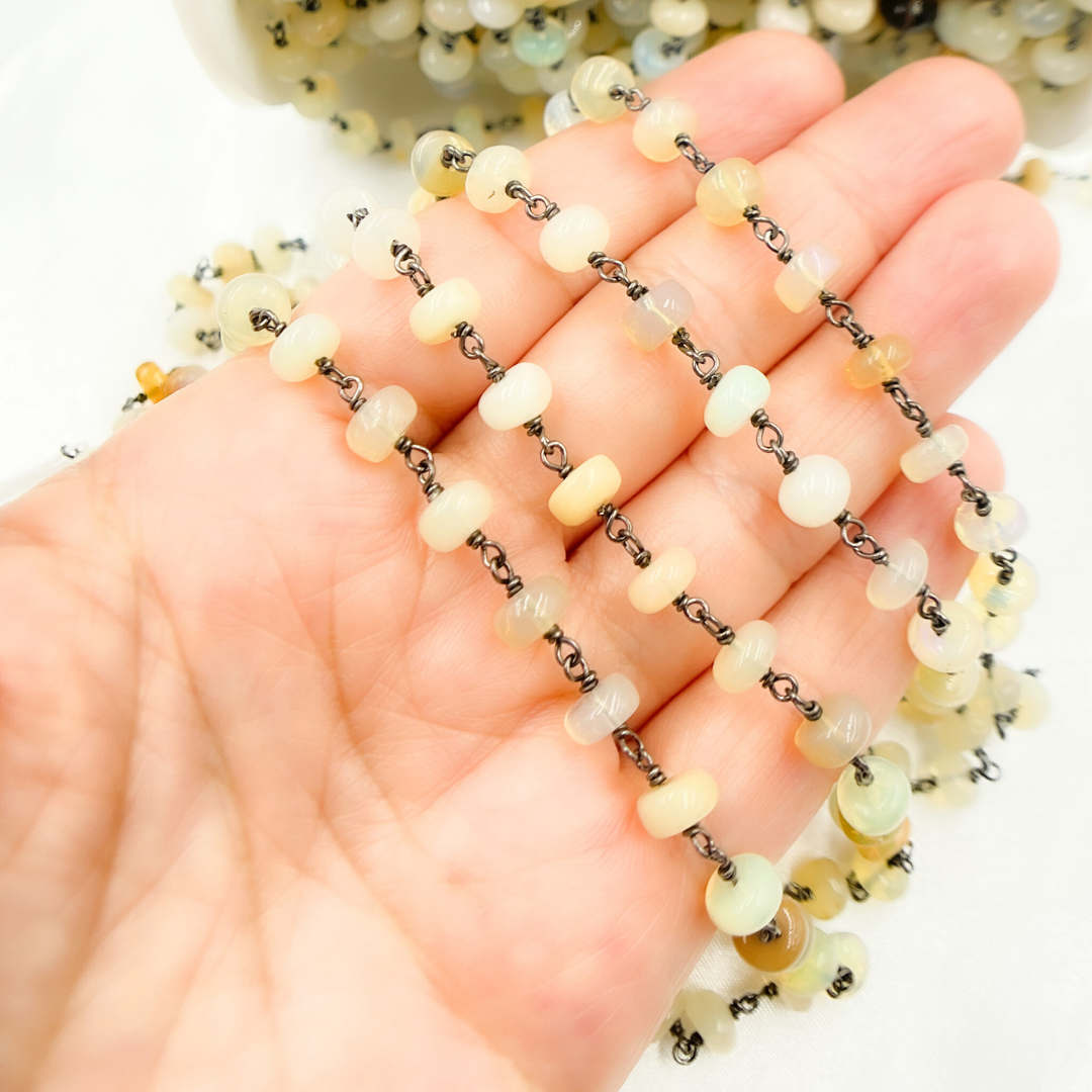 Ethiopian Opal Oxidized Wire Chain.