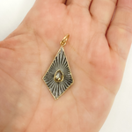 Load image into Gallery viewer, 925 Sterling Silver Black Rhodium with Diamonds Diamond Shape Charm.