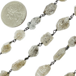 Load image into Gallery viewer, Diamond Quartz Organic Shape Oxidized Wire Chain.