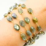 Load image into Gallery viewer, Labradorite Oval Shape Gold Plated Wire Chain