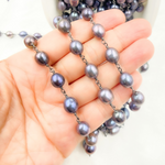Load image into Gallery viewer, Peacock Freshwater Pearl Oxidized Wire Chain.