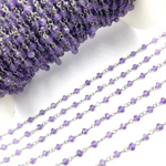Load image into Gallery viewer, Amethyst Gemstone Oxidized 925 Sterling Silver Wire Chain