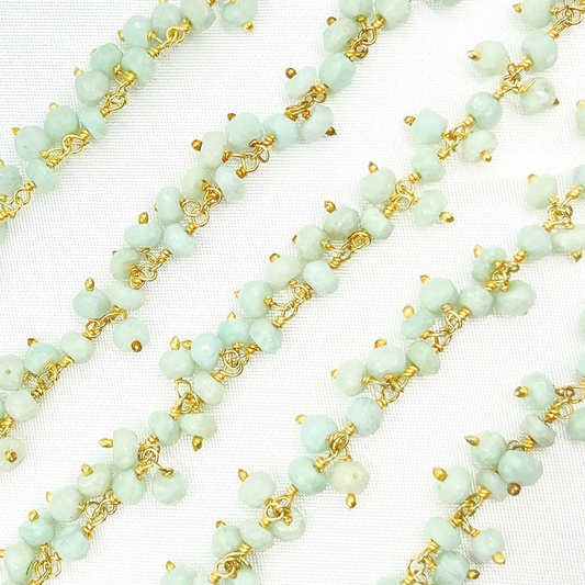 Amazonite Cluster Dangle Gold Plated Wire Chain