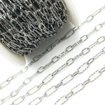 Load image into Gallery viewer, Black Rhodium Sterling Silver Diamond Cut & Smooth Paper Clip Chain
