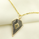Load image into Gallery viewer, 925 Sterling Silver Black Rhodium with Diamonds Shield Shape Charm.