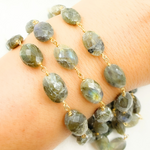 Load image into Gallery viewer, Labradorite Oval Shape Gold Plated Wire Chain