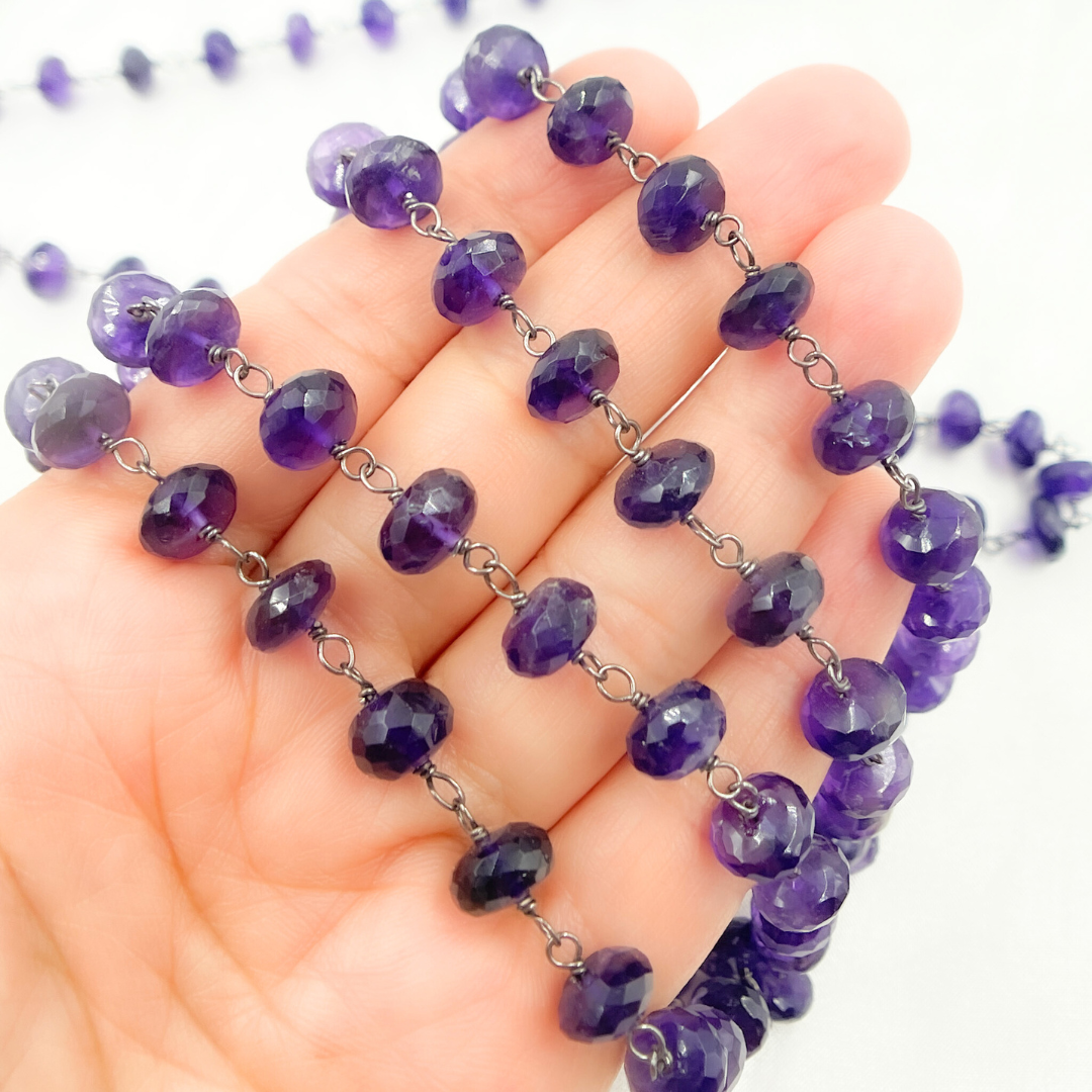 Amethyst Oxidized 925 Sterling Silver Wire Chain