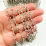 Load image into Gallery viewer, Coated Grey Moonstone Cluster Dangle 925 Sterling Silver Wire Chain.