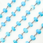 Load image into Gallery viewer, Turquoise Rondel Oxidized Wire Chain