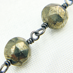 Load image into Gallery viewer, Pyrite Small Coin Shape Oxidized Wire Chain.