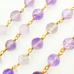 Load image into Gallery viewer, Pink Amethyst Round Shape Gold Plated Wire Chain