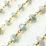 Load image into Gallery viewer, Coated Milky Aquamarine Gold Plated Wire Chain.
