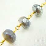 Load image into Gallery viewer, Coated Grey Moonstone Gold Plated Wire Chain