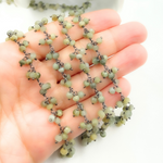 Load image into Gallery viewer, Cats Eye Cluster Dangle Oxidized Silver Wire Chain.