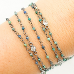 Load image into Gallery viewer, Chrysocolla and C.Z. Oxidized Wire Chain.