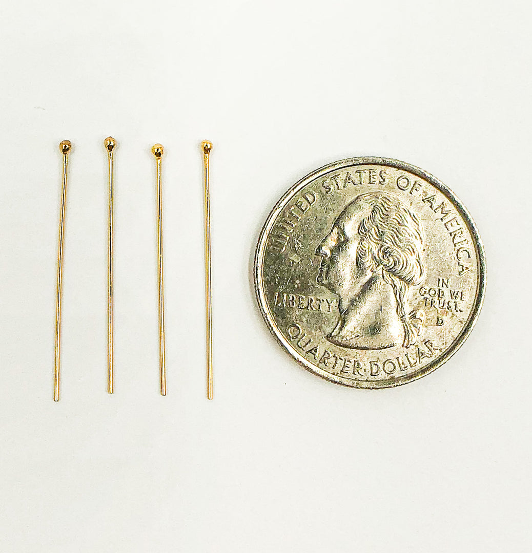14K Gold Filled Ball Headpin 24 Gauge 1, 1.5 & 2 inch