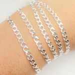 Load image into Gallery viewer, 925 Sterling Silver Cuban Flat Curb Link Chain.