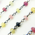 Load image into Gallery viewer, Multi Sapphire Faceted Oxidized Wire Chain.