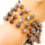 Load image into Gallery viewer, Chocolate Moonstone Gold Plated Wire Chain
