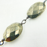Load image into Gallery viewer, Pyrite Oval Shape Oxidized Wire Chain.
