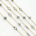 Load image into Gallery viewer, Labradorite & White Topaz Gold Plated Connected Wire Chain.