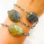 Load image into Gallery viewer, Labradorite Oxidized Wire Chain.