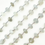 Load image into Gallery viewer, Grey Moonstone Oxidized Wire Chain