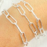 Load image into Gallery viewer, 925 Sterling Silver Paperclip Diamond Cut Link Chain.