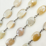Load image into Gallery viewer, Coated Oval Moonstone Oxidized Wire Chain.