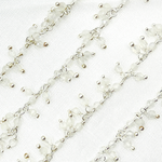 Load image into Gallery viewer, White Moonstone Cluster Dangle 925 Sterling Silver Wire Chain.