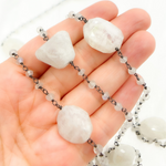Load image into Gallery viewer, White Moonstone Fancy Oxidized Wire Chain. WMS28