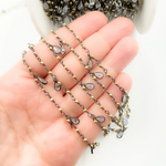 Load image into Gallery viewer, Golden Pyrite & CZ Dangle Oxidized Wire Chain