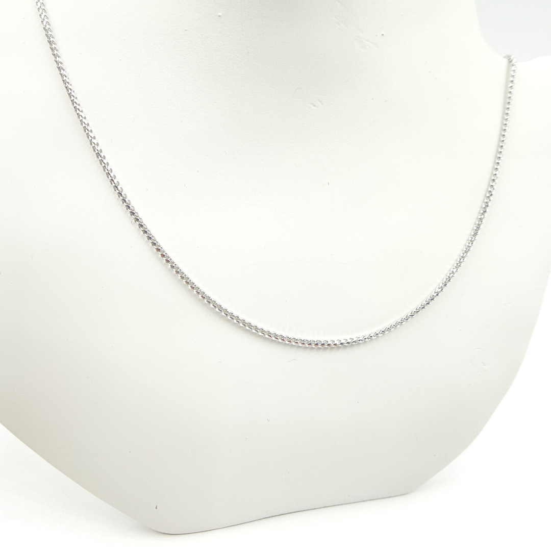 14K Solid White Gold Wheat Chain