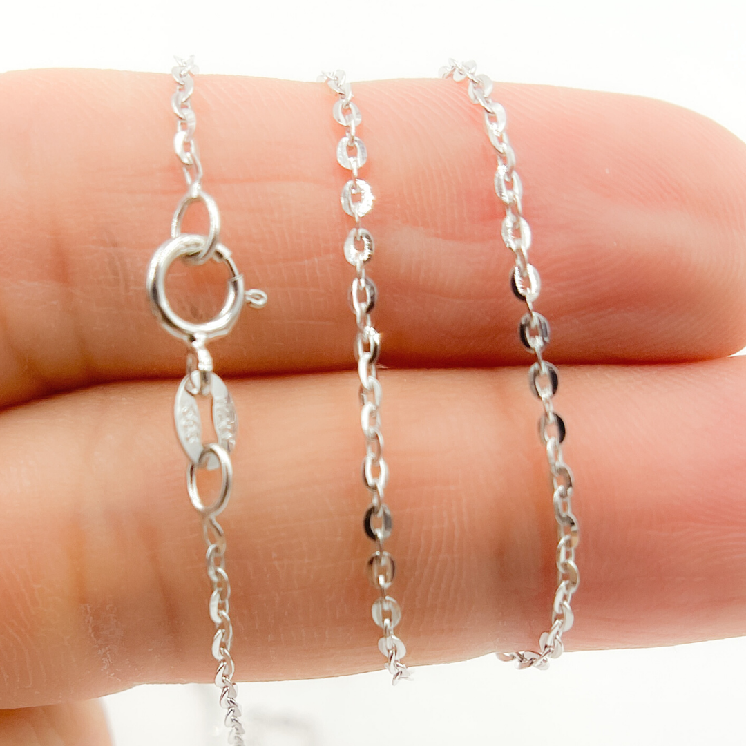034R08BFL4L024WG 14K Solid White Gold Cable Chain