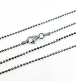 Load image into Gallery viewer, Black Rhodium 925 Sterling Silver Ball 1mm Necklace Chain
