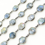 Load image into Gallery viewer, Coated Labradorite Hexagon Shape Bezel Oxidized Wire Chain