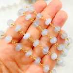 Load image into Gallery viewer, Natural Chalcedony Gold Plated Wire Chain