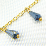 Load image into Gallery viewer, Coated Black Spinel Drop Dangle Gold Plated 925 Sterling Silver Wire Chain.