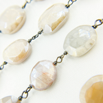 Load image into Gallery viewer, Coated Oval Moonstone Oxidized Wire Chain.