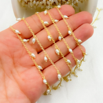 Load image into Gallery viewer, Pearl Dangle Gold Plated 925 Sterling Silver Wire Chain