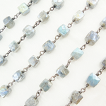 Load image into Gallery viewer, Coated Labradorite Cube Shape Oxidized Wire Chain