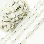 Load image into Gallery viewer, White Moonstone Organic Shape Oxidized Wire Chain.