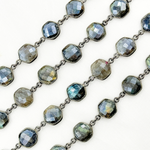 Load image into Gallery viewer, Coated Labradorite Hexagon Shape Bezel Oxidized Wire Chain