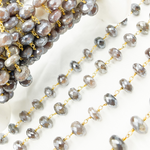 Load image into Gallery viewer, Coated Taupe Moonstone Gold Plated Wire Chain.