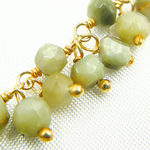 Load image into Gallery viewer, Cats Eye Cluster Dangle Gold Plated Wire Chain.