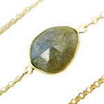 Load image into Gallery viewer, Labradorite Organic Shape Bezel Gold Plated Connected Chain.