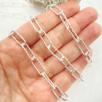 Load image into Gallery viewer, 925 Sterling Silver Paperclip Diamond Cut Link Chain.