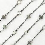 Load image into Gallery viewer, Labradorite & White Topaz Oxidized Connected Wire Chain.